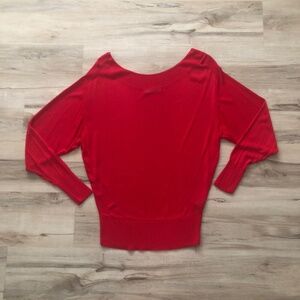 Zara Knit Bright Red Long Sleeve Top